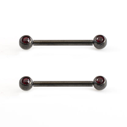 Surgical Steel 14 Gauge Push Pin Nipple Barbells with CZ - Pair - photo 11