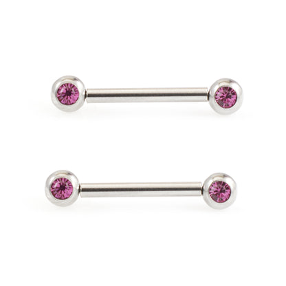 Surgical Steel 14 Gauge Push Pin Nipple Barbells with CZ - Pair - photo 12