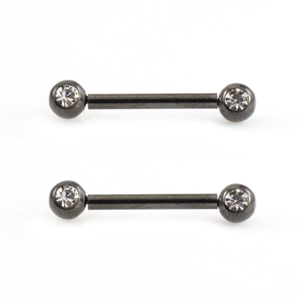 Surgical Steel 14 Gauge Push Pin Nipple Barbells with CZ - Pair - photo 13