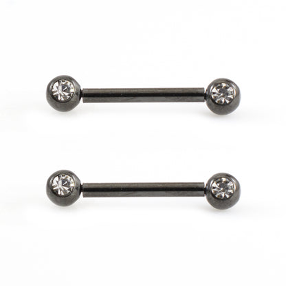 Surgical Steel 14 Gauge Push Pin Nipple Barbells with CZ - Pair - photo 13