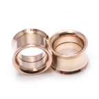 Double Flared Rose Gold Screw Fit Plug Ear Tunnel 8 to 1" Gauge - Pair - Kruelty - Photo 3