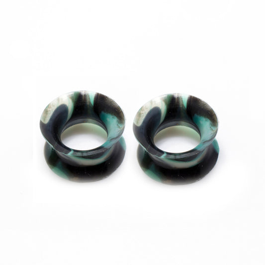 Double Flare Silicone Plug Ear Tunnel 2 to 1/2 Gauge Camouflage - Pair