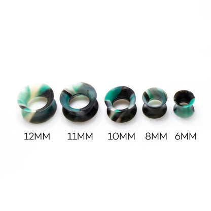 Double Flare Silicone Plug Ear Tunnel 2 to 1/2 Gauge Camouflage - Pair