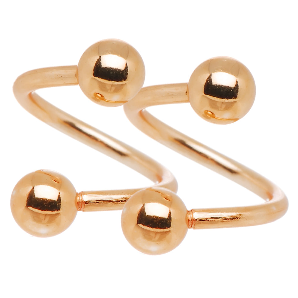 Surgical Steel Rose Gold IP Twister Rings 16 Gauge 5/16 Inch - Pair