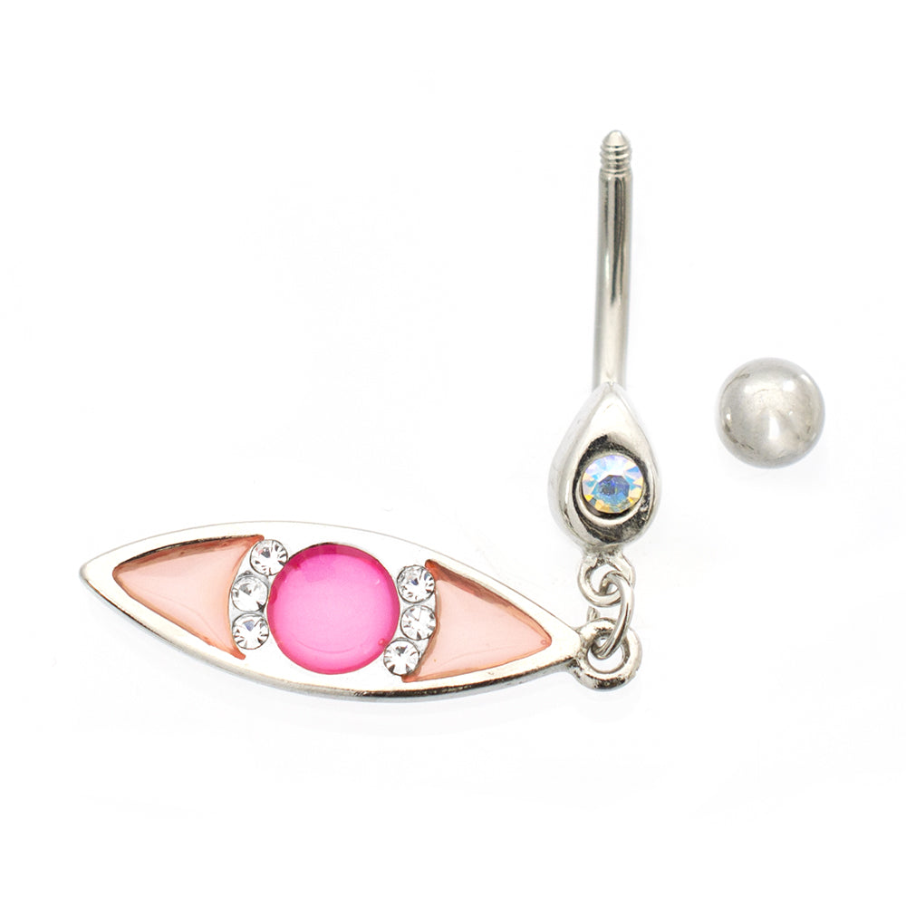 Surgical Steel 14 Gauge Luxe Modz Pastel Blue Eye Dangle Belly Ring - photo 2