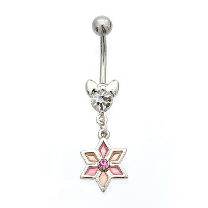 Luxe Modz Surgical Steel Belly Ring with Pastel Flower Dangle - photo 5