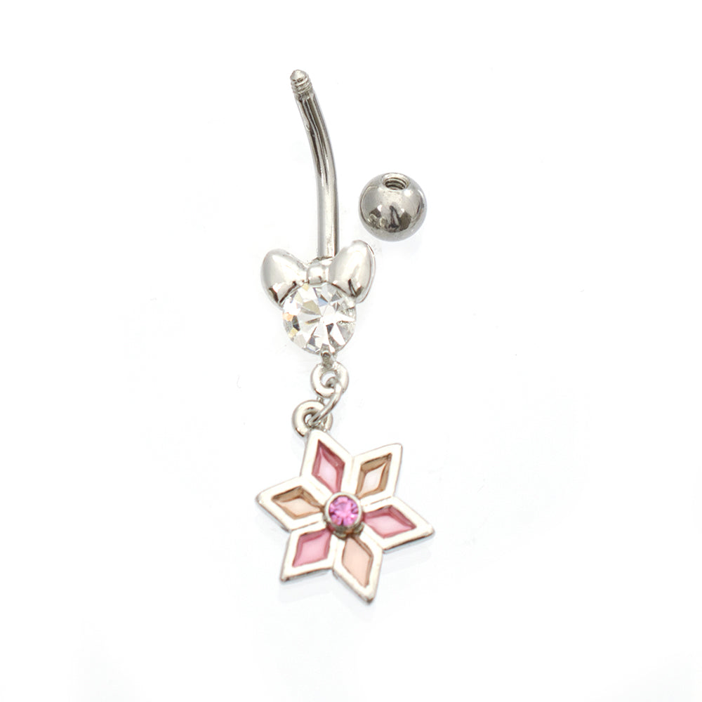 Luxe Modz Surgical Steel Belly Ring with Pastel Flower Dangle - photo 2