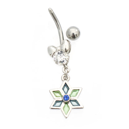 Luxe Modz Surgical Steel Belly Ring with Pastel Flower Dangle - photo 3