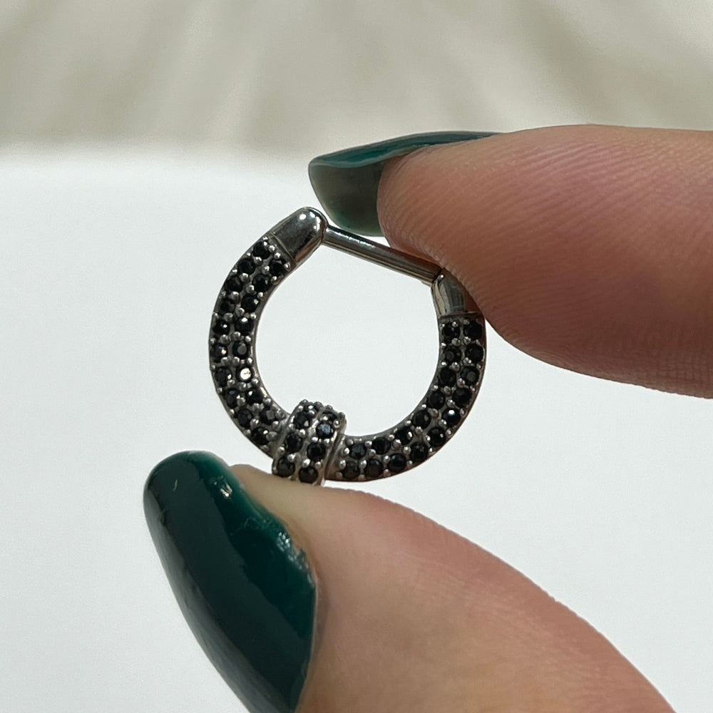 Surgical Steel 16 Gauge Double Row Paved CZ Septum Clicker - 8mm - photo 4