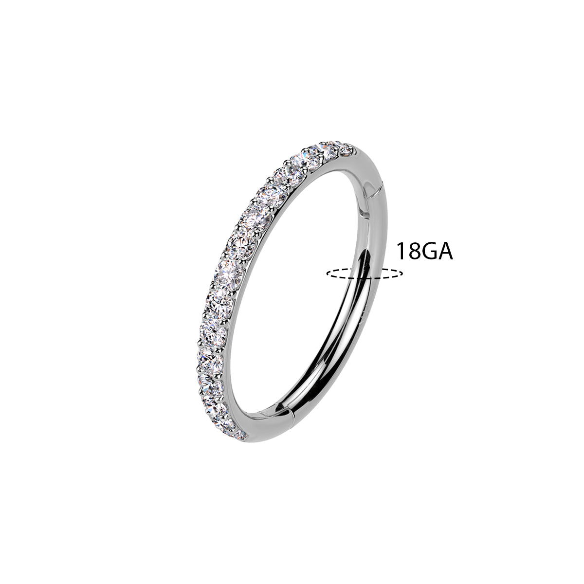 14K Solid Gold 18 Gauge Paved CZ Hinged Segment Ring