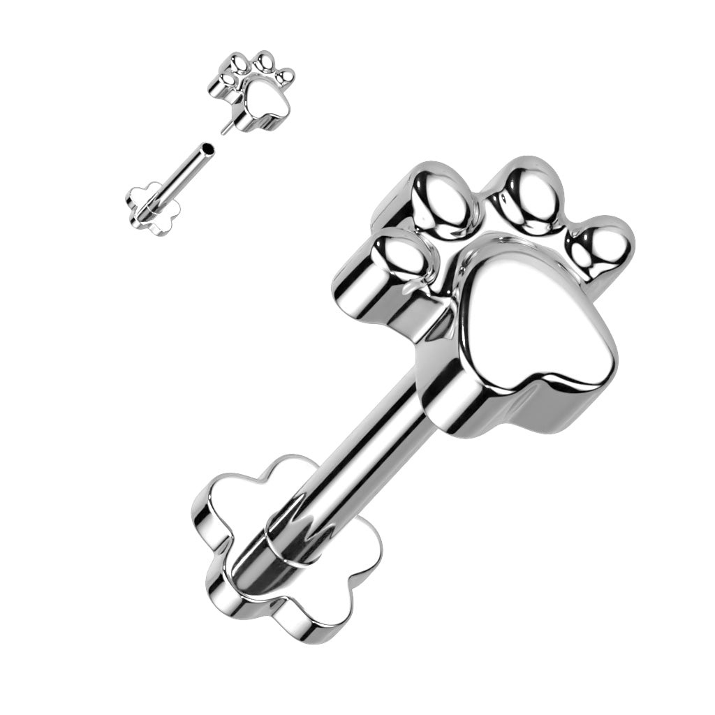 Titanium 20 to 16 Gauge Push In Labret Stud with Paw Top - photo 6