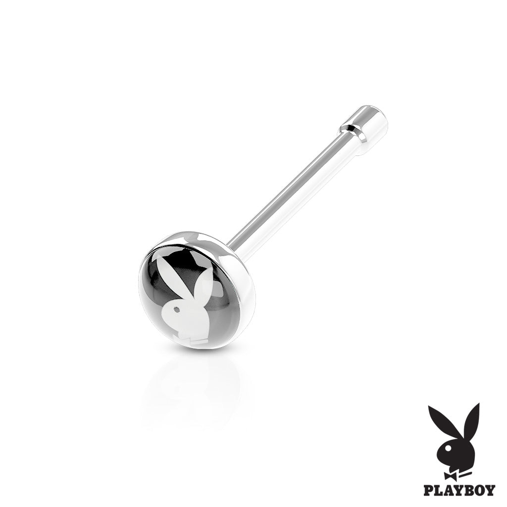 Surgical Steel 20 Gauge Flat Top Nose Bone with Playboy Bunny