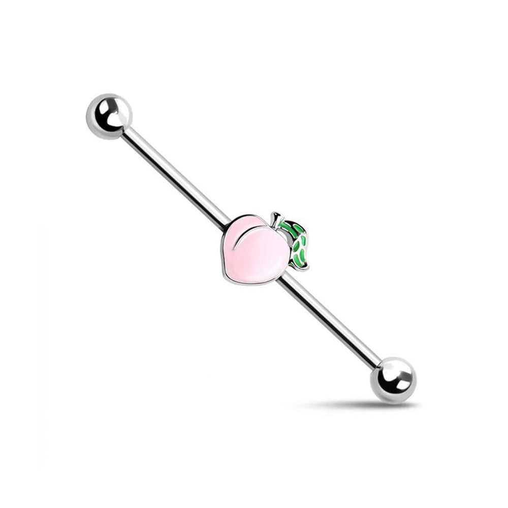 Surgical Steel 14 Gauge Industrial Barbell with Enamel Peach