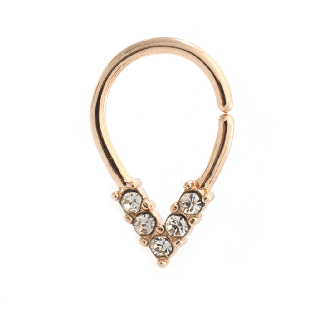 Surgical Steel Pear Shaped Bendable Hoop with 5 CZ Lined Design - photo 12