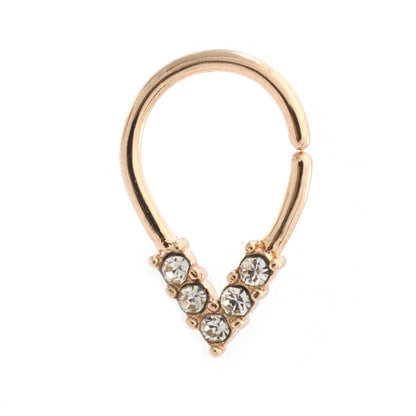 Surgical Steel Pear Shaped Bendable Hoop with 5 CZ Lined Design - photo 12