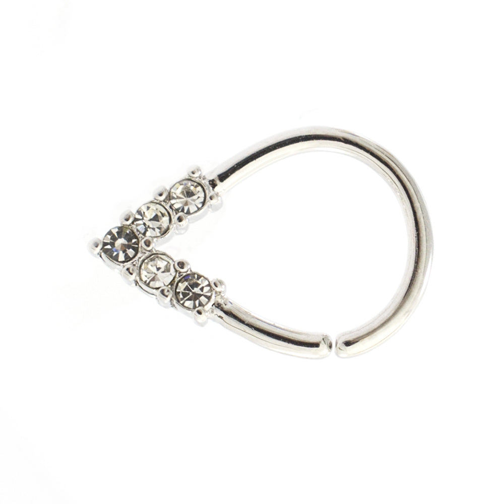 Surgical Steel Pear Shaped Bendable Hoop with 5 CZ Lined Design - photo 10