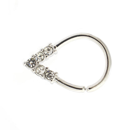 Surgical Steel Pear Shaped Bendable Hoop with 5 CZ Lined Design - photo 10