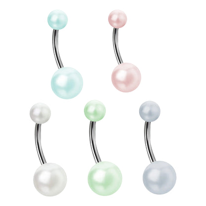 Surgical Steel 14 Gauge Belly Ring with Pearl