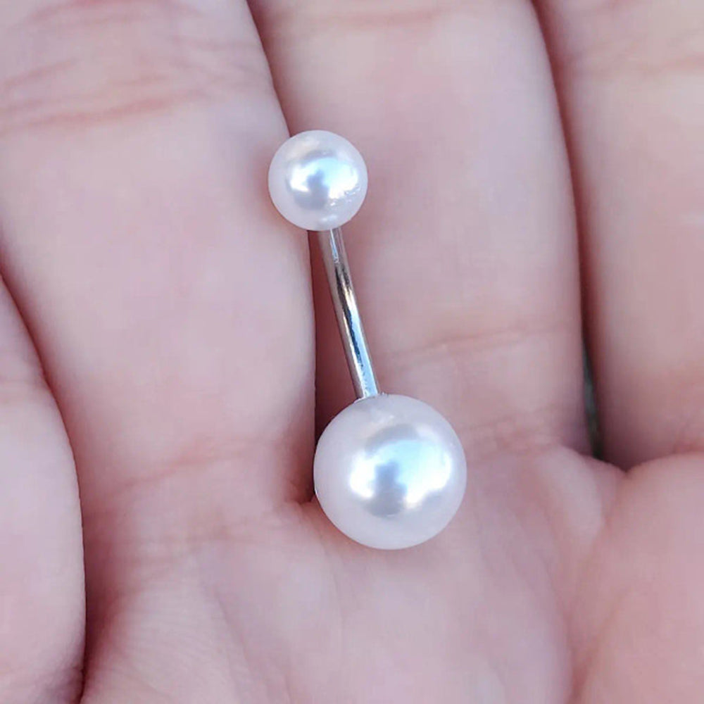 Surgical Steel 14 Gauge Belly Ring with Pearl - photo 5