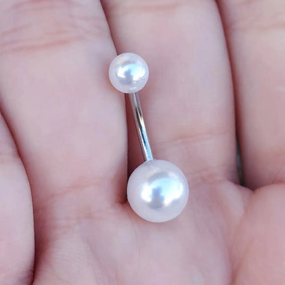 Surgical Steel 14 Gauge Belly Ring with Pearl - photo 5