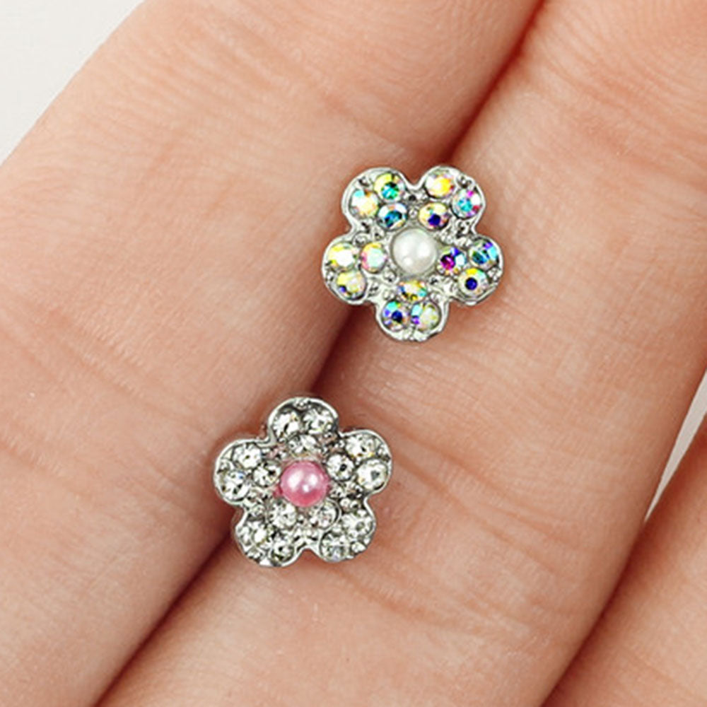 Surgical Steel 16 Gauge Cartilage Stud with CZ Pearl Flower Top - photo 3