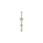 Titanium belly ring with triple pearl dangle