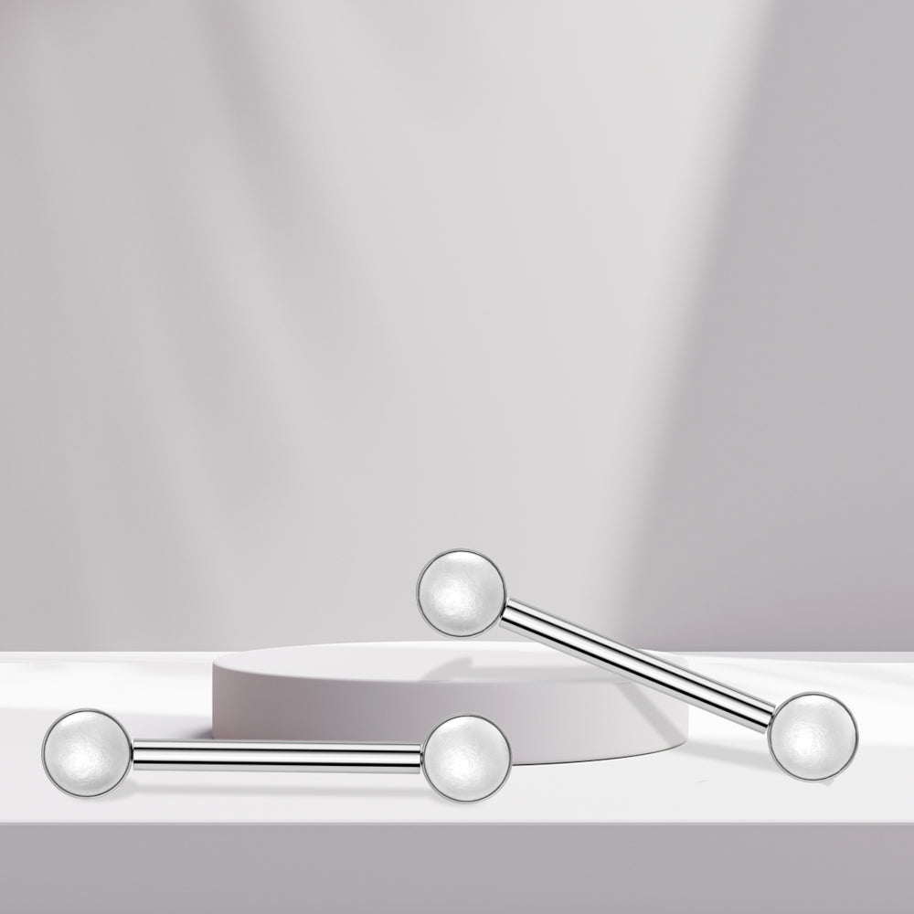 Titanium Nipple Barbell 14G 14mm with Front Facing White Pearl - Pair - photo 4