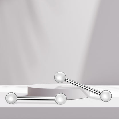 Titanium Nipple Barbell 14G 14mm with Front Facing White Pearl - Pair - photo 4
