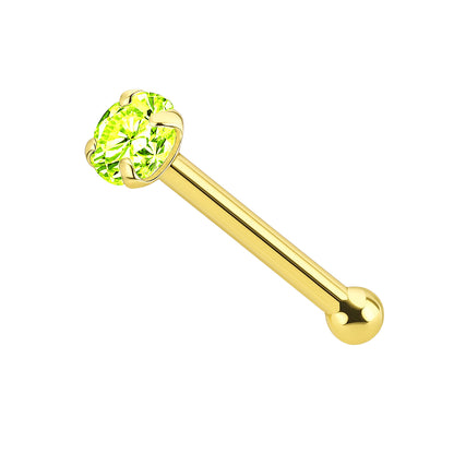 14K Solid Gold Nose Bone Stud 22G 6mm with CZ Top - photo 13