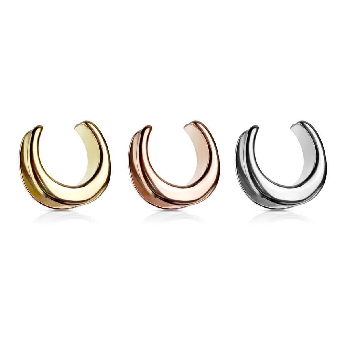 Surgical Steel Saddle Spreader Plug Ear Tunnel 00 to 1" Gauge - Pair - Kruelty