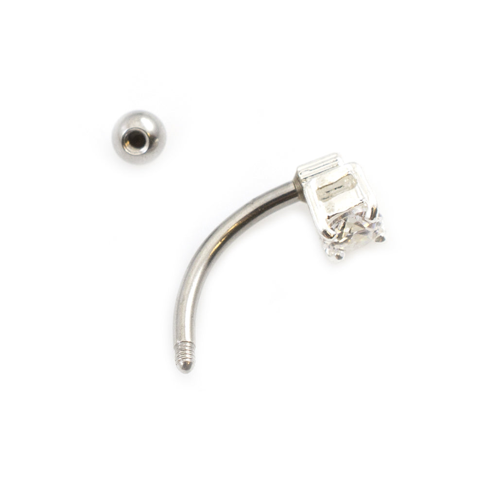Surgical Steel Petite Belly Button Ring 16G 10mm with Clear CZ - photo 2
