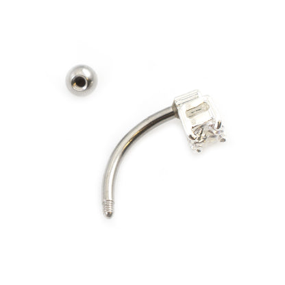 Surgical Steel Petite Belly Button Ring 16G 10mm with Clear CZ - photo 2