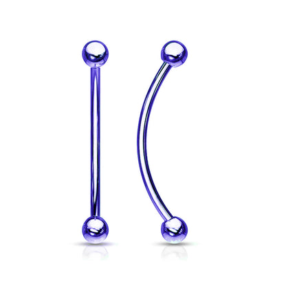 Surgical Steel Anodized Curved Barbell Tongue Ring 16 Gauge Snake Eye