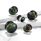 Double Flared Glass Plugs Ear 0 to 5/8" Gauge & Sparkle Galaxy - Pair - Kruelty - Photo 3