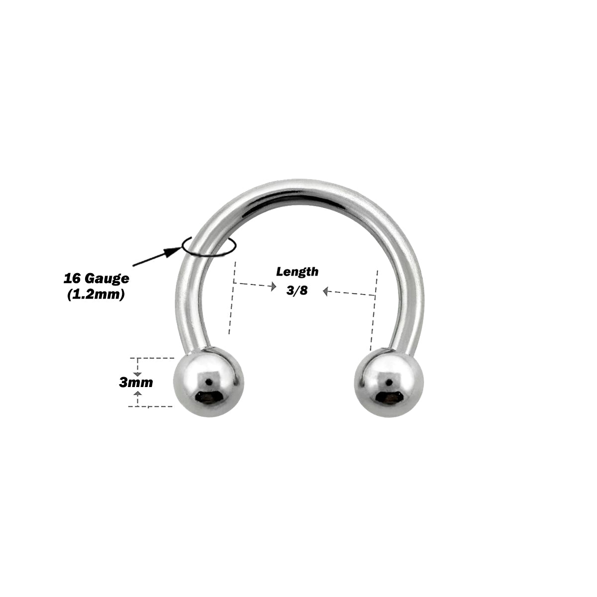 Surgical Steel 16 Gauge Horseshoe Sterilized Piercing Kit