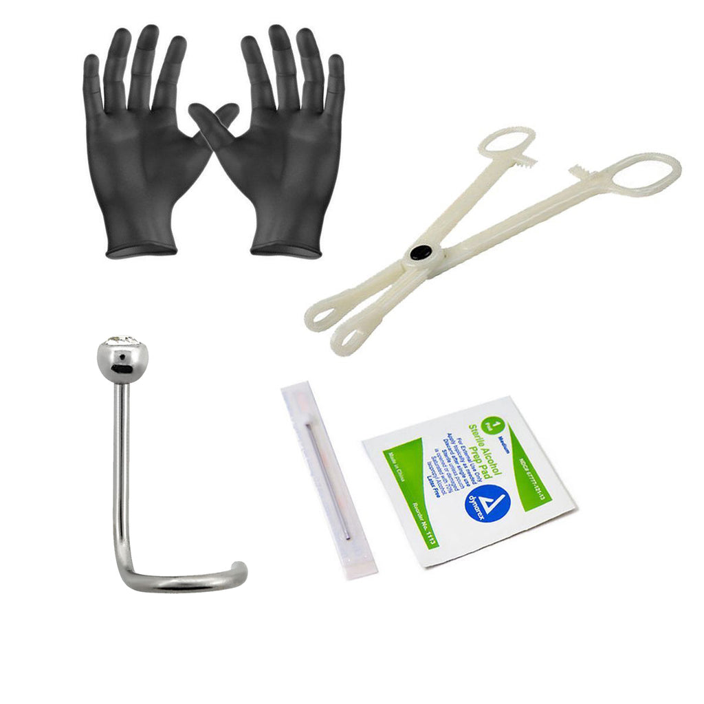 Surgical Steel 20 Gauge Nose Screw Sterilized Piercing Kit