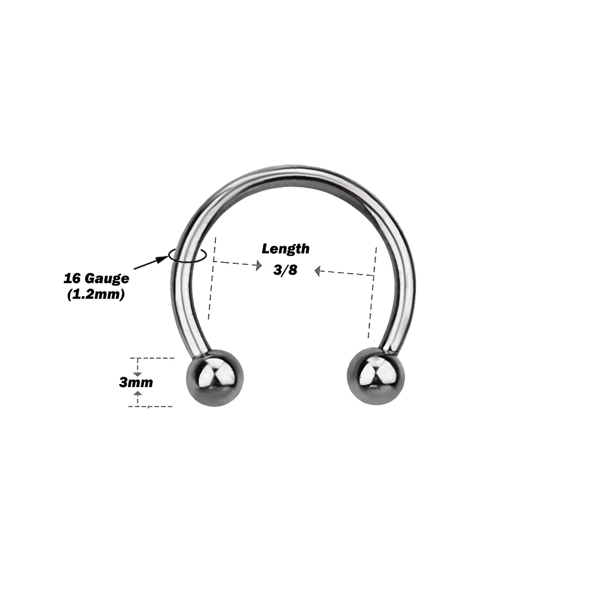 Titanium 16 Gauge Horseshoe Sterilized Piercing Kit