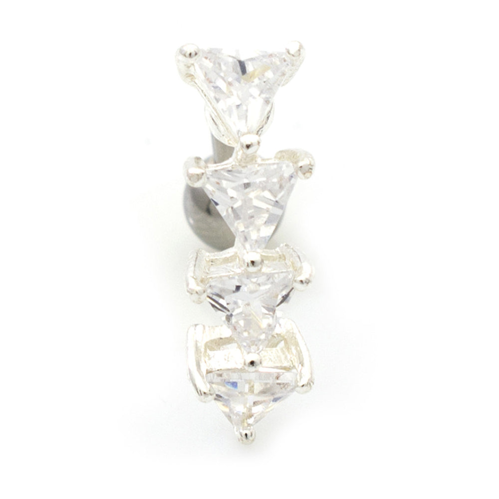 Surgical Steel Reverse Belly Ring Triangle CZ with Retainer 14 Gauge