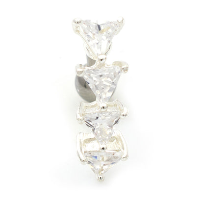 Surgical Steel Reverse Belly Ring Triangle CZ with Retainer 14 Gauge