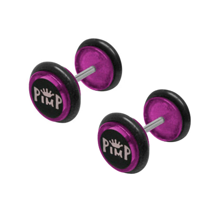 Purple Acrylic 16 Gauge Fake Ear Plugs with Pimp Crown - Pair