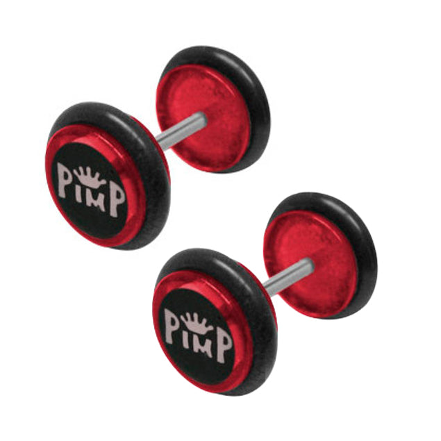 Red Acrylic 16 Gauge Fake Plugs with Pimp Crown - Pair