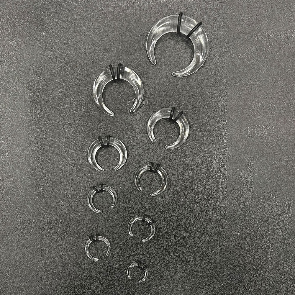 Acrylic 00 to 14 Gauge Clear Horseshoe Septum Clicker Hoop