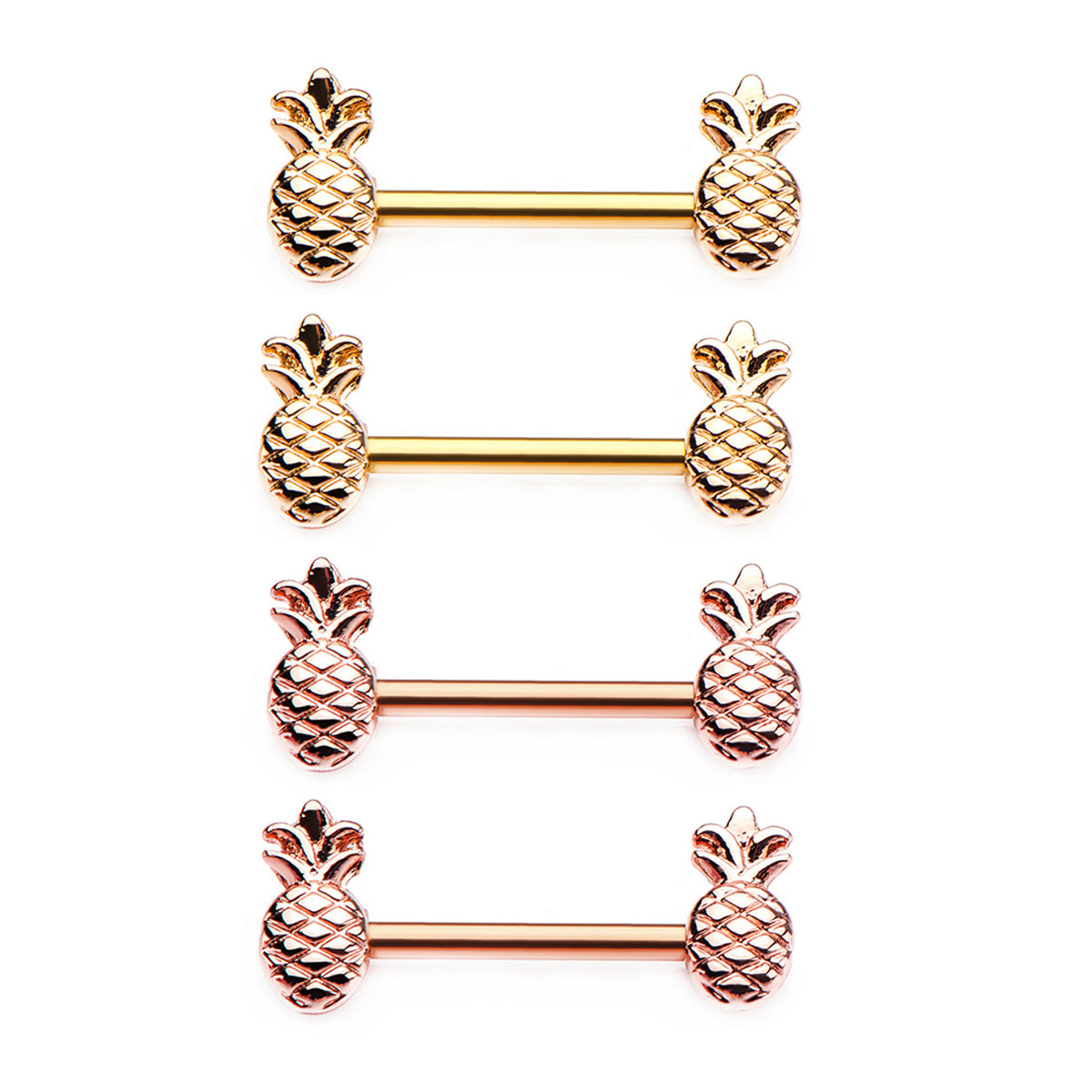 Surgical Steel 14 Gauge Nipple Barbells with Pineapple - Pair - photo 2