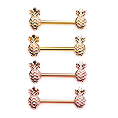 Surgical Steel 14 Gauge Nipple Barbells with Pineapple - Pair - photo 2