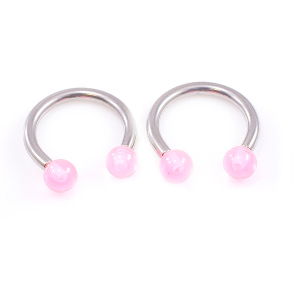 Surgical Steel 10 Gauge Horseshoe Barbell with Acrylic Ball - Pair - photo 5
