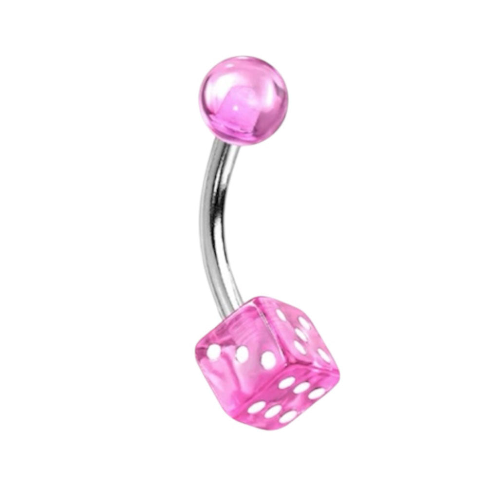 Surgical Steel 14 Gauge Belly Ring with Acrylic Dice - photo 6