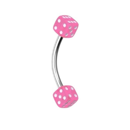 Surgical Steel Curved Barbell 16G with UV Acrylic Dice - 10 Colors - photo 11