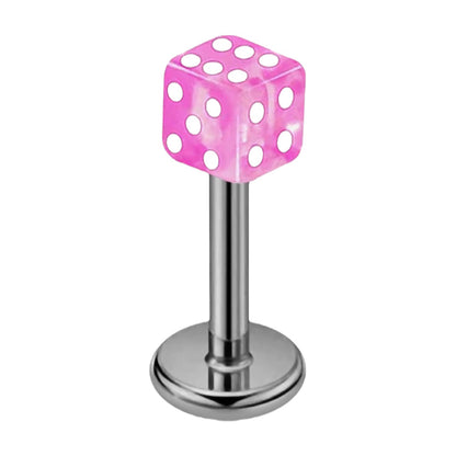Surgical Steel 16 Gauge Flat Back Labret Stud with Acrylic Dice - photo 9
