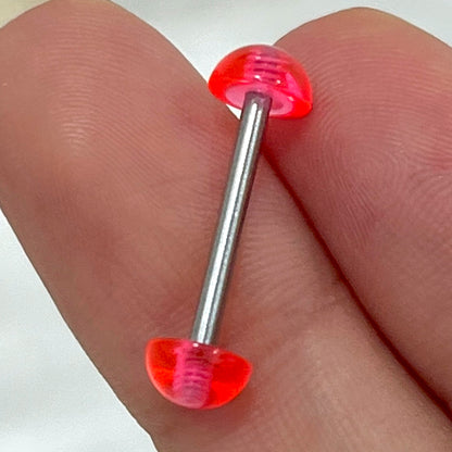 Surgical Steel 14 Gauge Straight Barbell with UV Acrylic Balls - photo 7
