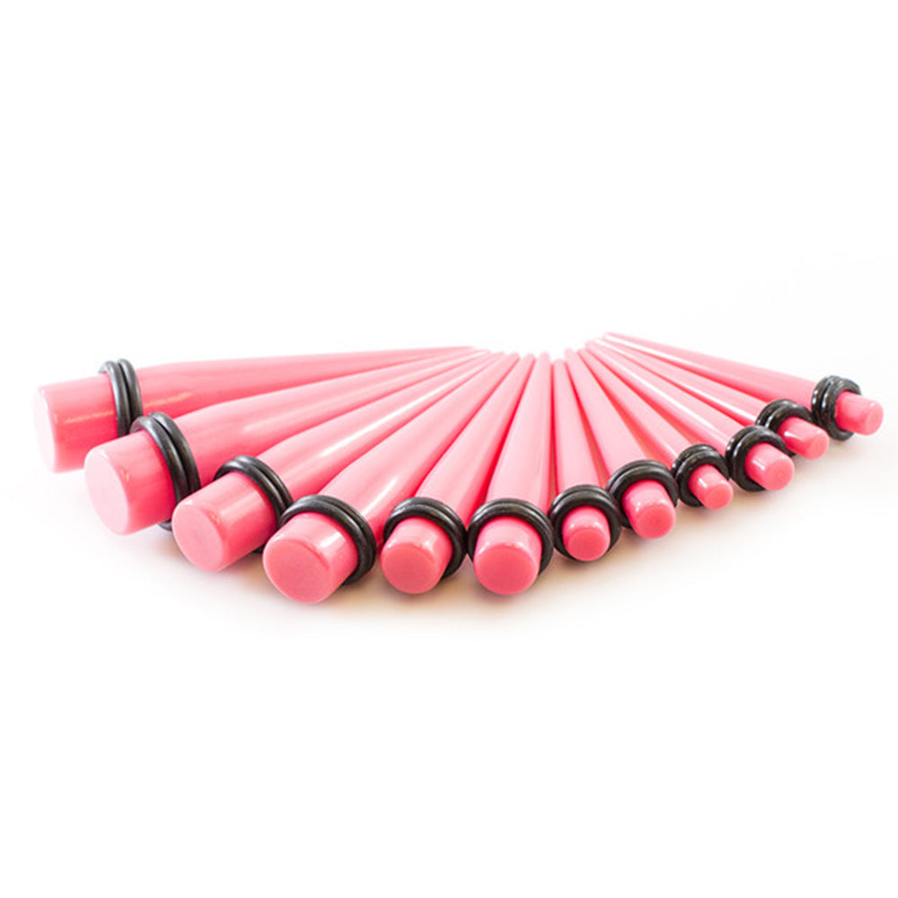 Acrylic 6 to 00 Gauge Pink Spike Tapers Ear Stretching Kit - 10 Pack - View 3